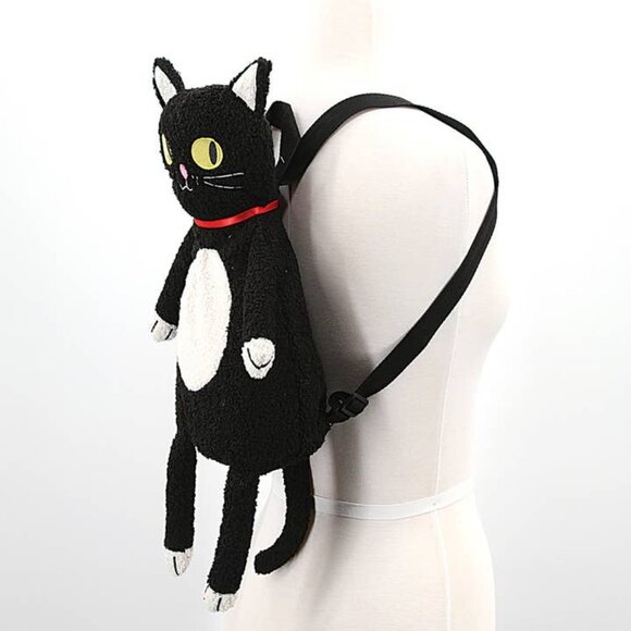 SPOOKYVILLE CRITTERS Furry Black Cat Plush Backpack - Picture 4 of 4